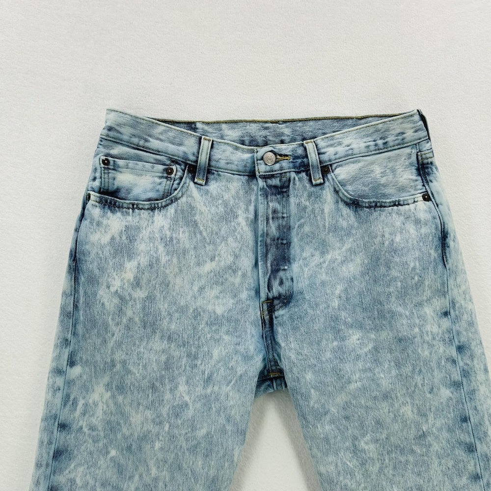 Vintage Levi's 501 Jeans Mens 33x23 Blue Acid Wash Straight Crop Frayed Hem 80s - Picture 15 of 16